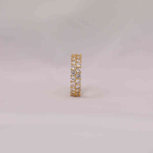 แหวนเพชรทรงกลมสองแถวแบบเต็มวง ฝังเพชรแล็บโกรว์ รักษาสิ่งแวดล้อม แหวนทองคำเหลืองสำหรับเป็นของขวัญ - Product Image 2