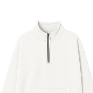 Sweat-shirt en polaire à demi-zip pour femme avec poche kangourou Logo avant Coupe décontractée ample - Product Image 2