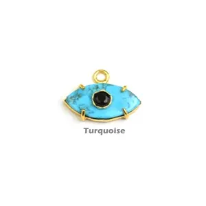 Turquoise Large Pendant 25x10mm Marquise Shape 925 Sterling Silver Gold Vermeil Prong Set Necklace Pendant Stone Marquise Charms