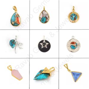 Coin Pink <b>Opal</b> Copper Turquoise 12mm Composite Gemstone Bezel Silver <b>Gold</b> Trendy Charms Connector Pendant Necklace <b>Bracelet</b> - Product Image 5