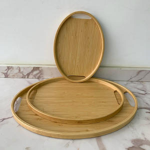Ensemble de plateaux de restauration ovales en bambou plateaux de comptoir de cuisine en bois pour servir nourriture et boissons fabriqués au Vietnam - Product Image 5