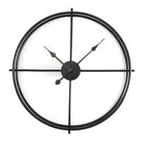 Jam Dinding Dekoratif Rumah Mewah Kontemporer Logam Besi Hitam Kustom, Tampilan Jarum Analog, Mesin Quartz, Bertenaga Baterai