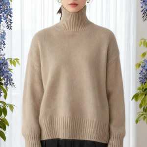 Pull en laine épaisse anti-rides à col rond pour femme Blubelle, coupe ample, tricot doux, ample, décontracté, chic pour l'automne et l'hiver - Product Image 3