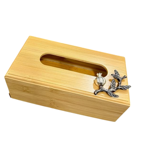 Couverture de boîte à mouchoirs en bambou moderne élégante porte-mouchoirs en bois durable avec ornement décoratif pour la décoration intérieure et les fournitures d'hôtel - Product Image 1