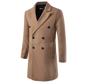 Manteau long pour hommes d'usine OEM Vêtements de cérémonie élégants Trench-coat d'hiver classique en laine mélangée - Product Image 5