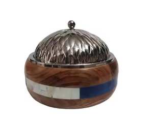 Newly Arrived Round Shape Metal Food Warmer with Silver Lid and Mother of Pearl Design Perfect Hotpot for Kitchen and Serving - Product Image 5