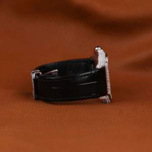 New Arrival Luxury Automatic Analog Hip <b>Watch</b> 20mm <b>Black</b> Leather Strap High Quality Fully Iced Moissanite Water Resistant - Product Image 4