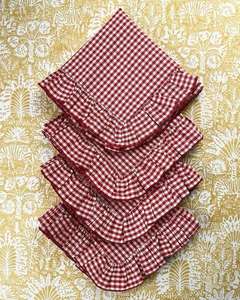 Serviettes en coton à motif de carreaux à volants Écologique Fait à la main pour les mariages Réunions de famille Lavable pour les restaurants par ITHL - Product Image 1