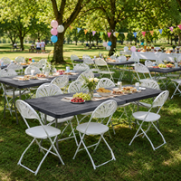 Table et chaises pliantes en plastique de qualité supérieure pour l'extérieur, 4 pieds/5 pieds/6 pieds/8 pieds, pour fêtes, mariages, événements de jardin, table pliable en plastique HDPE pour l'extérieur