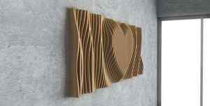 Décoration murale en bois ondulé Art déco moderne, compatible CNC, avec base de support en métal, artisanat en bois fait main, décoration d'hôtel et de maison, à suspendre - Product Image 4