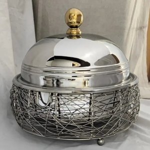 Wire Design Stand Casseroles en acier inoxydable pour servir la marmite avec couvercle maison hôtel et restaurant utiliser des chauffe-aliments - Product Image 1