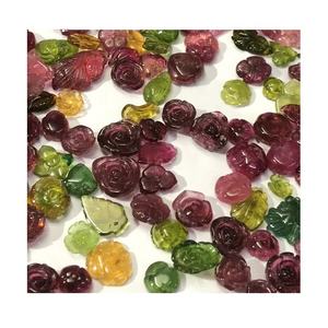 Bulk Product Wholesale Loose Natural Multi Color <b>Tourmaline</b> Floral Carvings Gemstones for Jewelry Making - Product Image 1
