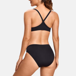 Ventes en gros de maillots de bain pour femmes sur mesure, couleur noire, ensemble 2 pièces, vêtements de plage respirants et à séchage rapide - Product Image 3