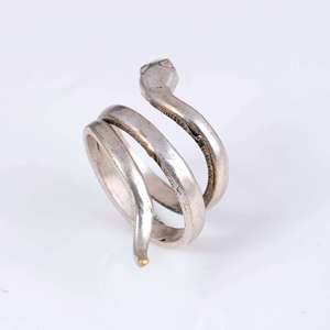 Unique Design <b>Gothic</b> Snake <b>Ring</b> Boho Brass Band for Women Silver Plated Animal Serpent Wrap Spiral Jewelry for Wholesale OEM ODM - Product Image 2