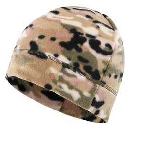 Gorro cálido de caza con estampado de rayas para deportes al aire libre, gorro estampado de lana en el interior, gorro de punto naranja - Product Image 2