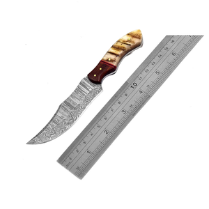 Lame en acier damas de qualité supérieure couteaux de Camping de chasse couteau à lame fixe manche en bois et gaine en cuir - Product Image 2