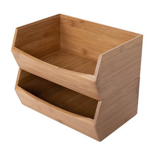 Lot de 2 organiseurs de bacs en bambou empilables pour le rangement des dosettes de café - Product Image 3