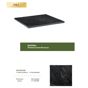 Wholesale <b>Black</b> Sintered Stone <b>Square</b> Restaurant <b>Table</b> Top Plain Edge Waterproof Scratch Resistant Outdoor Hotel Living Room - Product Image 1