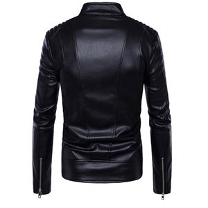 แจ็กเก็ตหนังแท้สำหรับผู้ชายเสื้อแจ็คเก็ตหนังแกะดีไซน์สำหรับนักขี่จักรยาน - Product Image 5