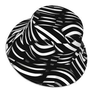 Lignes noires et blanches Double face réfléchissant seau chapeau hommes et femmes Uv chapeau de soleil large bord extérieur chapeau de soleil OEM personnalisé - Product Image 2