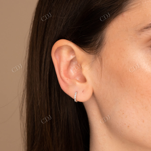 2023 nouveaux bijoux fins 925 en argent Sterling géométrique diamant plaine minimaliste rond Huggie boucles d'oreilles Moissanite cerceaux boucle d'oreille - Product Image 5