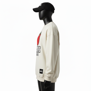 Sudadera Premium de 320 GSM, Felpa de Algodón Suave, Color Crema Sólido, Logotipo Bordado Personalizado, Parche en el Pecho, Sudaderas Básicas - Product Image 4