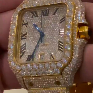 Montre de luxe unisexe de haute qualité avec diamants VVS et moissanite, bracelet en acier inoxydable de 20 mm, mouvement Miyota, cadran carré - Product Image 3