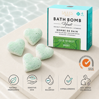 Bombes de bain en forme de cœur Muguet, lot de 4, ensemble de bain naturel pour spa avec huile de pépins de raisin, sel marin et vitamine E pour une peau douce et hydratée