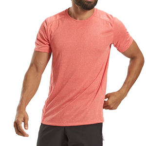 Camisa muscular de entrenamiento de gimnasio con cuello redondo de alta calidad para hombres, camiseta de gimnasio atlético de poliéster liso, ropa atlética de Fitness con impresión Digital - Product Image 6