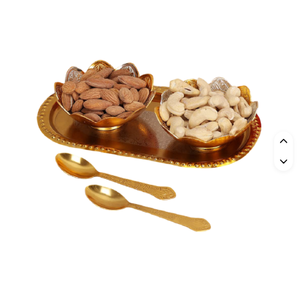 ถาดโลหะทรงกลมออกแบบด้วยค้อนสำหรับเสิร์ฟอาหารพร้อมถาดอาหารเย็นผลไม้ทำจากโลหะสีดำ - Product Image 1