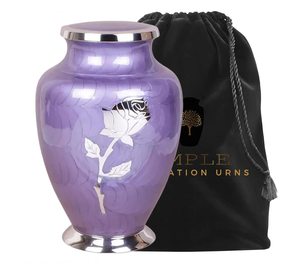 โกศใส่เถ้ากระดูกดีไซน์ม่วงทำมือเคลือบอลูมิเนียมสำหรับ10.5อนุสรณ์ "ใหญ่ & 3นิ้วไม่รั่ว - Product Image 1