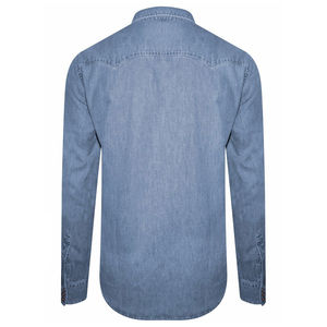 เสื้อยีนส์มีกระดุมสไตล์สตรีทแวร์สำหรับผู้ชายเสื้อเชิ้ตผ้าเดนิมคอปกแขนยาวสีล้วนสำหรับงานปาร์ตี้ฤดูใบไม้ร่วง - Product Image 5