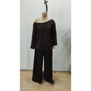 Ensemble deux pièces pour femme, chemisier modal à manches longues et pantalon, 30057 - Café - Product Image 4