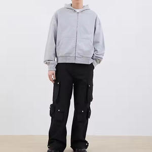 Temporada de otoño Sudadera con capucha de algodón de peso pesado con cremallera de gran tamaño Diseño en blanco recortado personalizado y serigrafía - Product Image 2