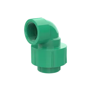 Acessórios para tubos de rosca UPVC cotovelo fêmea verde com união para abastecimento de água