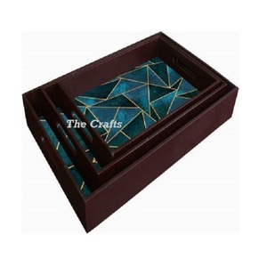 ชุดถาดเสิร์ฟอาหารทำจากไม้และมุก2ขนาด - Product Image 3