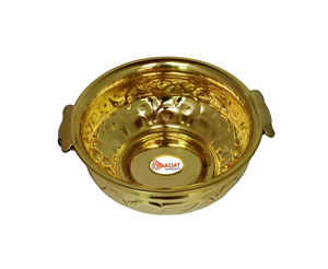 Traditional 16 Inch Brass Urli for Home <b>Decor</b> Handcrafted Embossed Flower Pot for <b>Table</b> <b>Top</b> for Wedding - Product Image 1