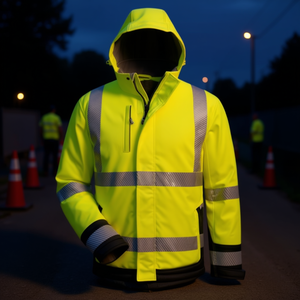 Melvin <b>High</b>-<b>Visibility</b> Yellow/Black <b>Softshell</b> <b>Jacket</b> with Reflective Stickers & Lights ELYSEE Promotional Product - Product Image 3