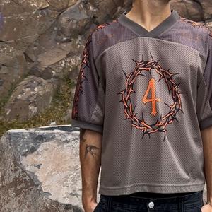 เสื้อยืดผ้าตาข่ายสำหรับผู้ชายเสื้อฟุตบอลไซส์ใหญ่พิเศษเสื้อยืดตาข่ายแฟชั่นแนวสตรีทสำหรับบริการ OEM พร้อมโลโก้แบรนด์ - Product Image 6