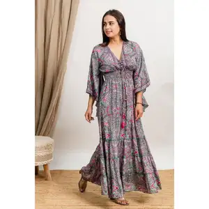 New Loose Floral Printed Abaya Women Muslim Dress Luxury Kaftan Dresses Fancy Ladies Abaya Traditional Clothing