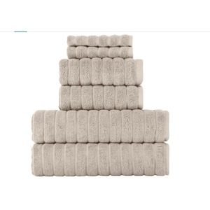 DAFNI BIG PAZAR 100% Cotton Knitted Ribbed Terry <b>Fabric</b> Bath Towel Set Moisture-Absorbent <b>Medium</b> Weight 6 Pcs - Product Image 1
