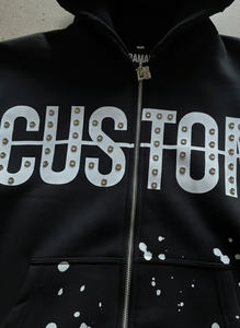 Sudaderas con Capucha de Felpa de Alta Calidad Personalizadas, Diseño con Tachuelas, Logotipo Serigrafiado, Estilo Holgado con Cremallera, Unisex, Ropa Urbana - Product Image 6