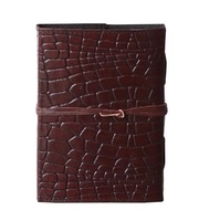 Pentagramme gaufré couverture souple Style peau de Crocodile 100% cuir véritable Journal fait main Pages blanches vierges cahier livre d'ombre