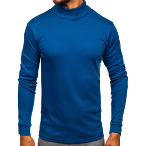 Camiseta de Cuello Alto de Manga Larga para Hombre, Cálida, Antibolitas, de Poliéster/Algodón, Corte Regular, Forrada, Lisa, al por Mayor - Product Image 1