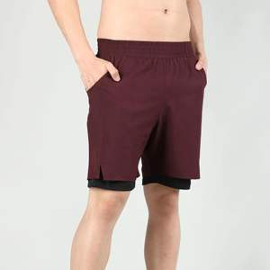 Short en coton double couche à taille élastique pour homme, séchage rapide, motif solide, écologique, de haute qualité, bas quantité minimale de commande - Product Image 6