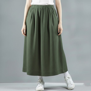 Jupe mi-longue décontractée pour femme, coupe ample, taille élastique, lavable, en spandex/polyester - Product Image 4