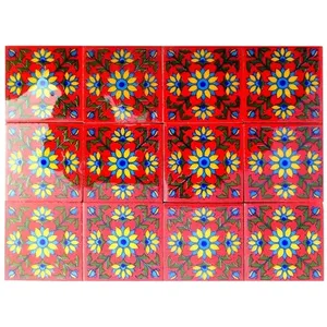 Ensemble de 12 peintures murales décoratives pour la maison de 2 ''X 2'' en céramique Design floral Briquet élevé pour la décoration intérieure de la maison - Product Image 1