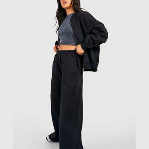 Ropa de diario personalizada, nuevo conjunto para mujer, informal, de invierno, de dos piezas, tejido satinado, con cremallera en relieve, con capucha - Product Image 1