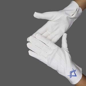 Guantes masónicos de algodón suave blanco masónico con guantes de brújula cuadrada Guantes masónicos de algodón orgánico 100 de alta calidad - Product Image 2