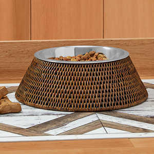 Rotin tissé chien chat bol d'alimentation en gros tendance chaude écologique en osier bols d'alimentation pour animaux de compagnie pour chats et chiens - Product Image 4